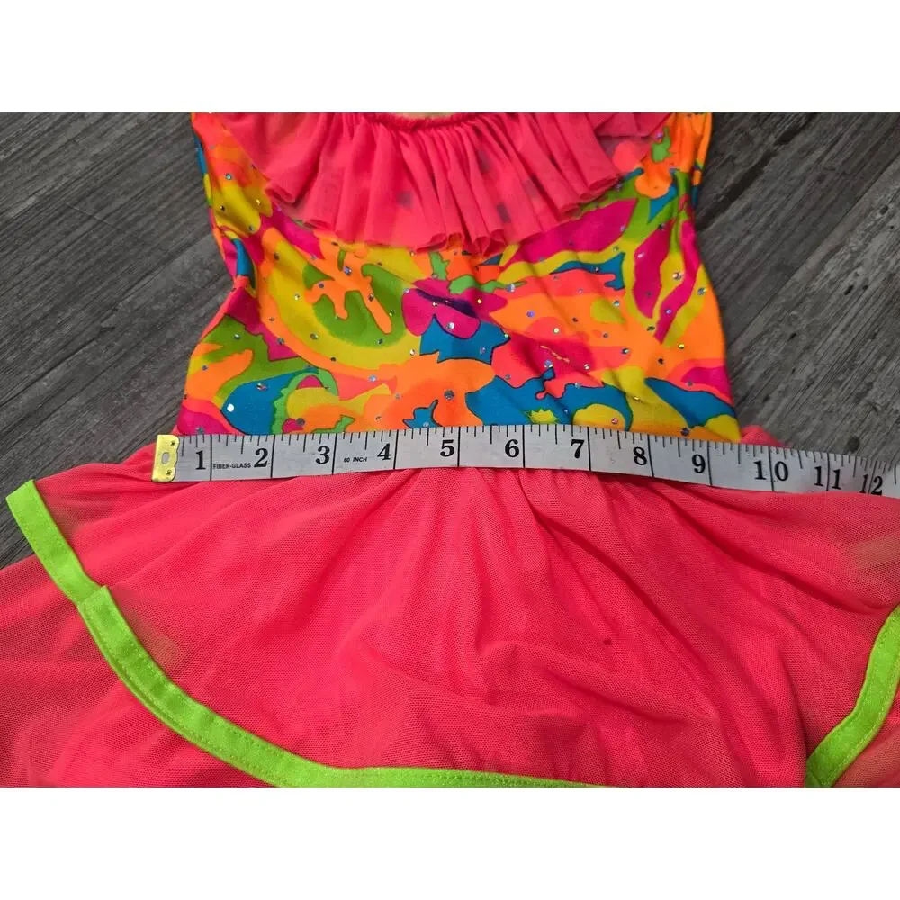 Costume Gallery Vibrant Pink 2 Tiered Tutu Skort Dress Sleeveless Dance Outfit